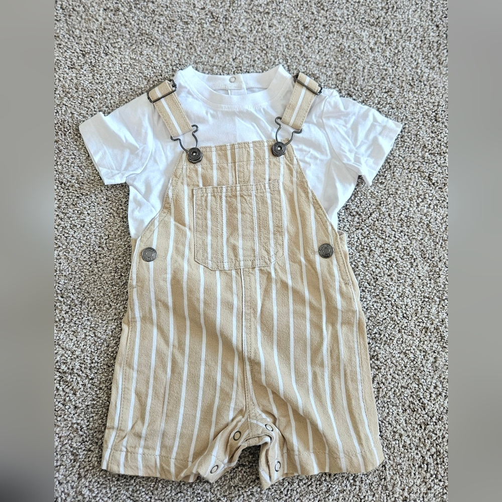George Striped Tan Overalls for Kids